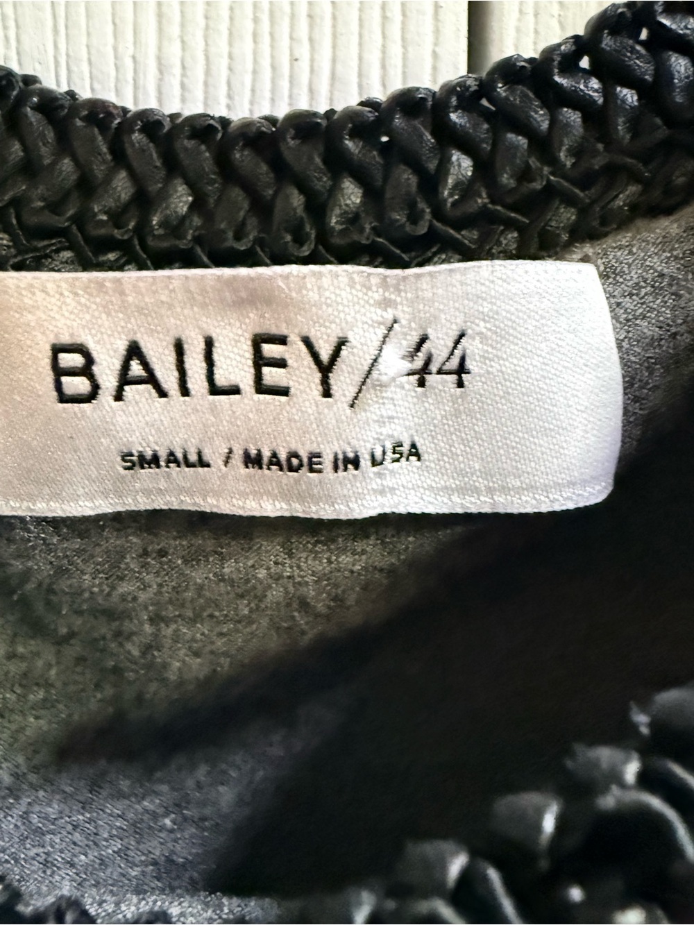 Bailey 44 Gray Cold-Shoulder Long-Sleeve Top with Black Metallic Collar - Picture 2 of 4